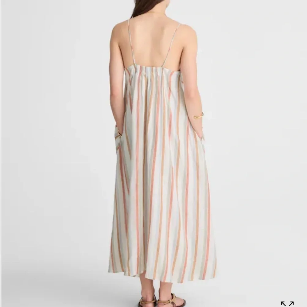 Madewell Striped V-Neck Midi Dress in 100% Linen